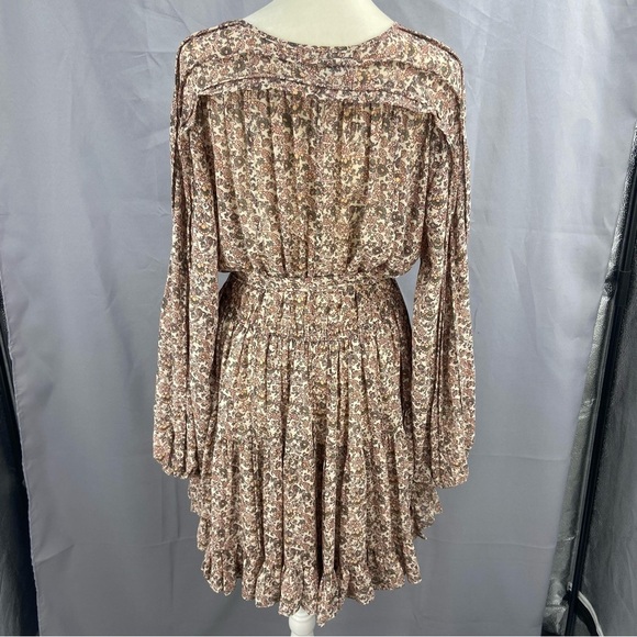 O.p.t. Lea Long Sleeve Tiered Ditsy Floral Mini Dress Size Small - Picture 5 of 11